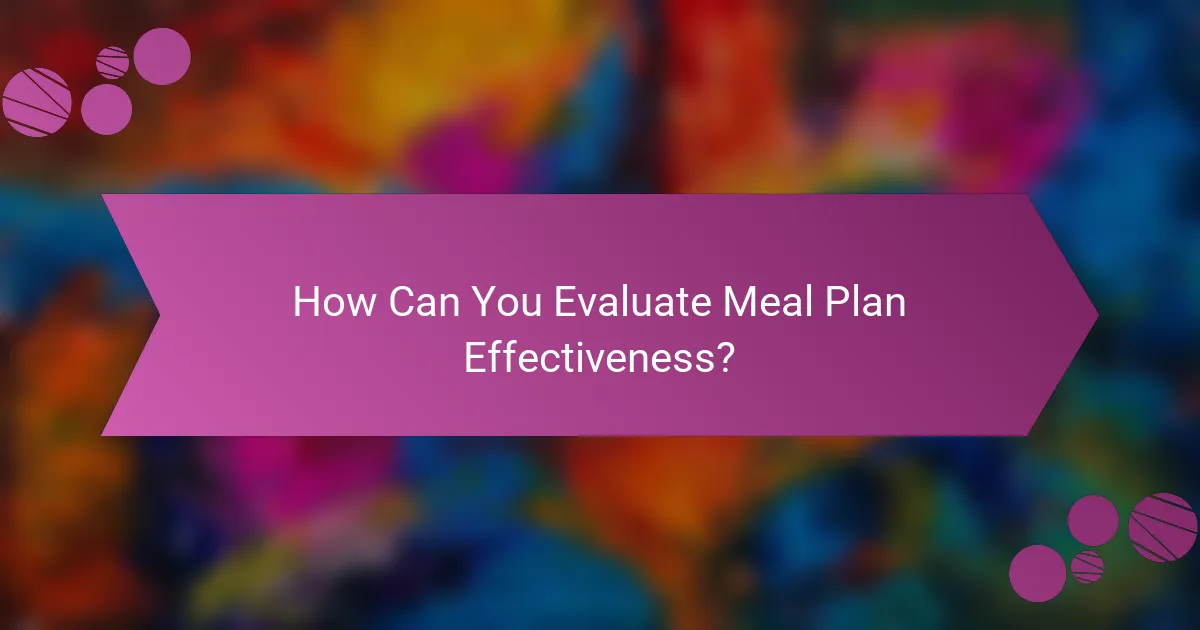 How Can You Evaluate Meal Plan Effectiveness?