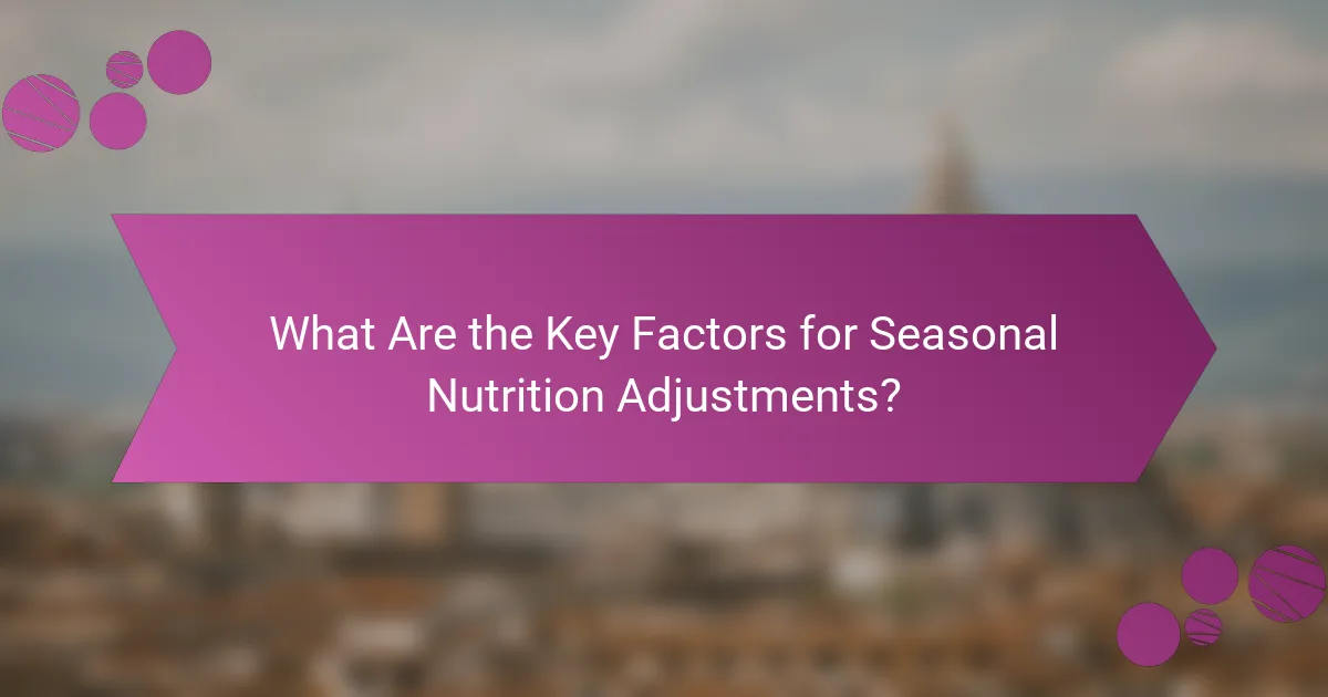 What Are the Key Factors for Seasonal Nutrition Adjustments?
